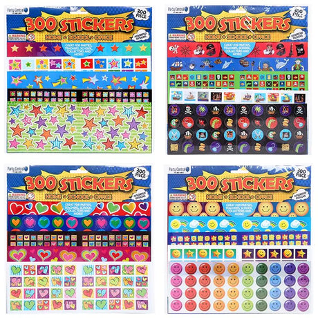 Party Central Sticker Assorted Designs 300Pk 288342