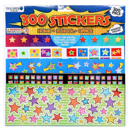 Party Central Sticker Assorted Designs 300Pk 288342