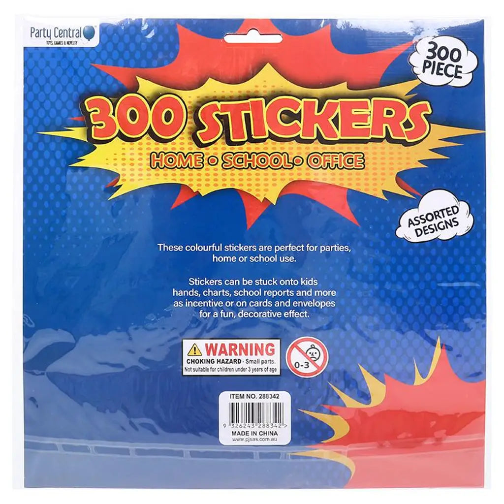 Party Central Sticker Assorted Designs 300Pk 288342