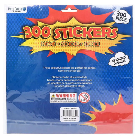 Party Central Sticker Assorted Designs 300Pk 288342