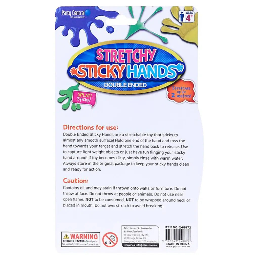 Party Central Sticky Hand Double Ended 4 Colours 248872