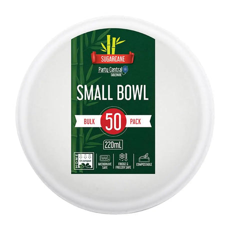 Party Central Sugarcane Small Snack Bowls White 220ml 50Pk 278923