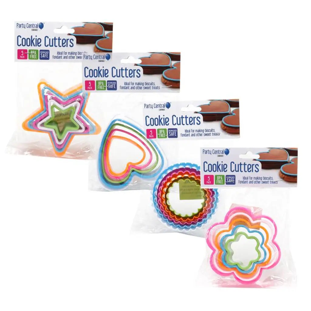 Party Central Tools Gadgets Cookie Cutter Assorted Desgins 5Pk 222544
