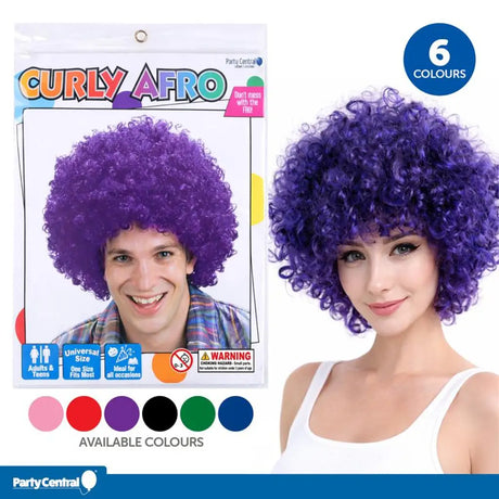 Party Central Wig Curly Afro Adults Assorted Colours 277346
