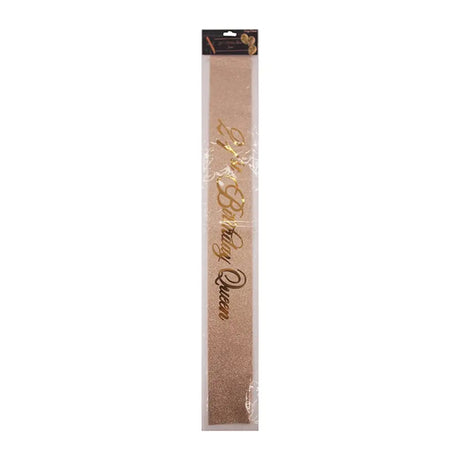 Party Planet 21st Birthday Queen Rose Gold Glitter Sash PP61576 