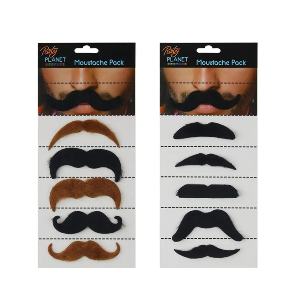 Party Planet Assorted Moustaches 6Pk PP51700