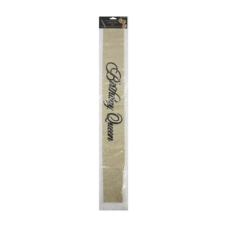 Party Planet Birthday Queen Gold Glitter Sash PP61477