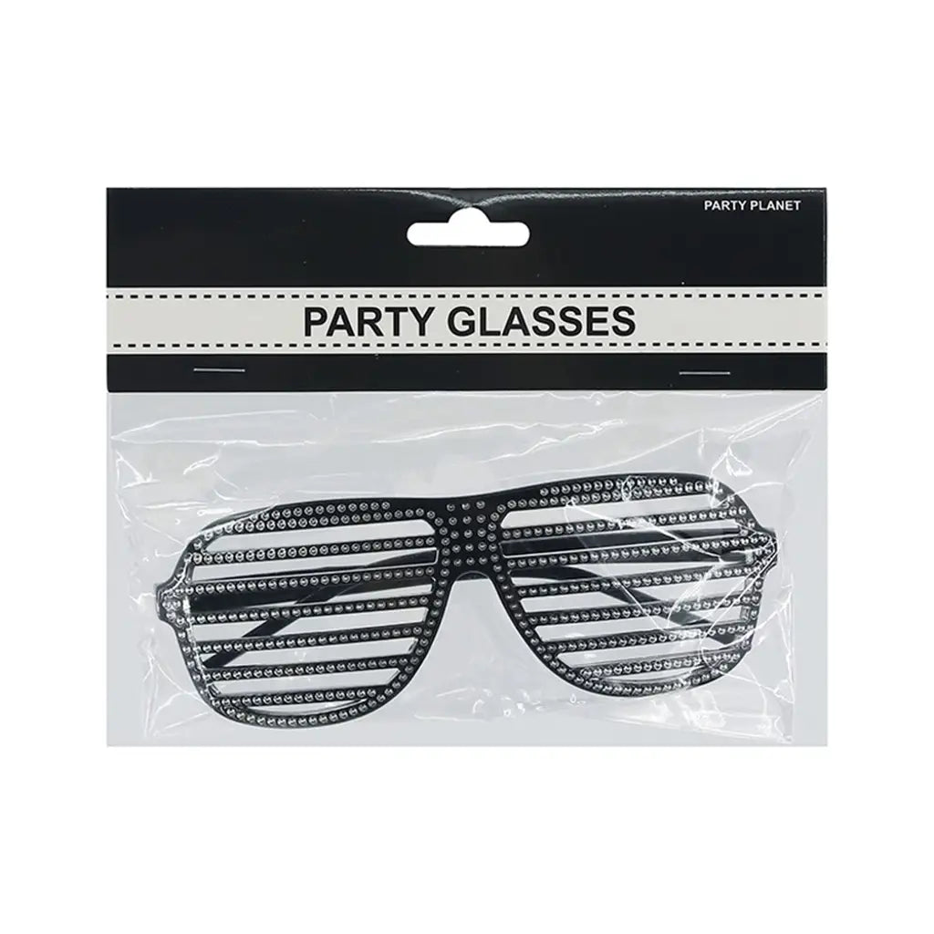Party Planet Black Blinged Shutter Shade Glasses A95683