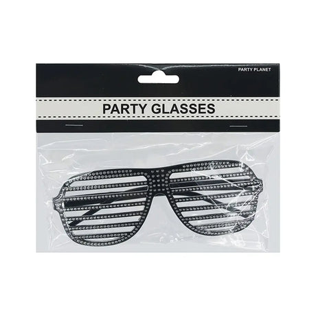 Party Planet Black Blinged Shutter Shade Glasses A95683