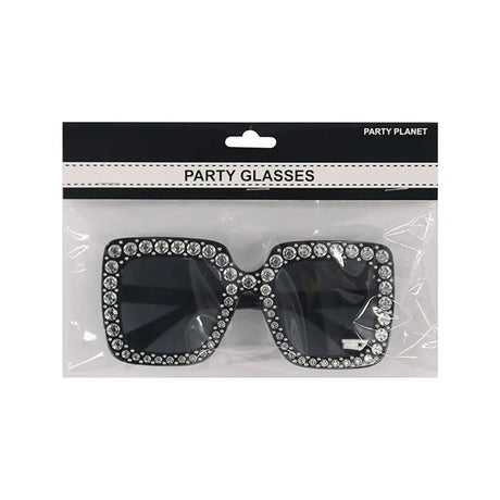 Party Planet Black Blinged Square Party Glasses PP44606