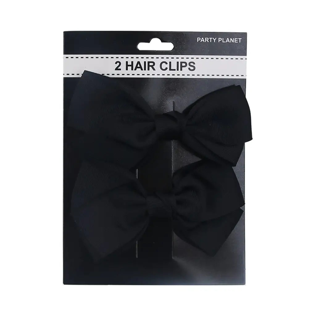 Party Planet Black Bow Hair Clip 2PK PP11896
