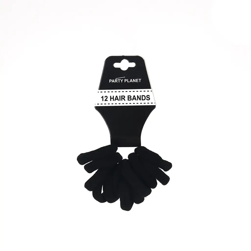 Party Planet Black Elastic Hair Ties 12PK PP11872