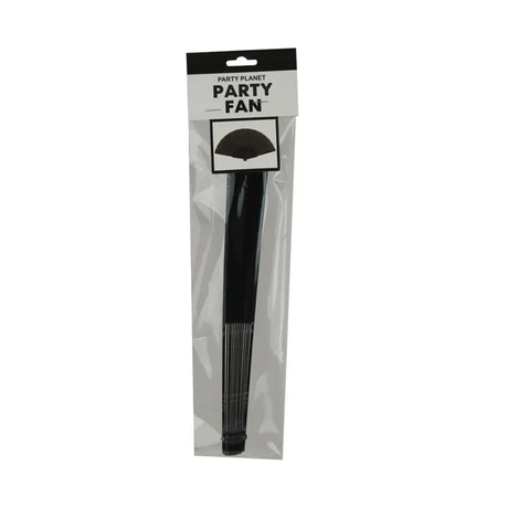 Party Planet Black Fabric Hand Fan PP94130