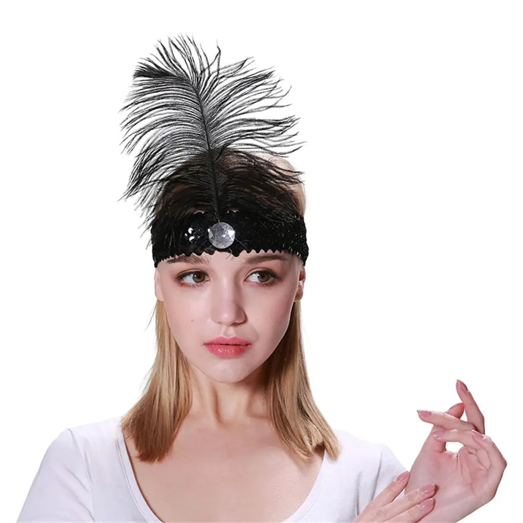 Party Planet Black Flapper Headband A95829-F