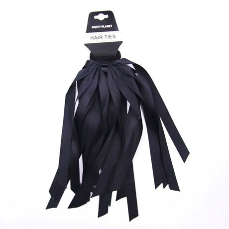 Party Planet Black Hair Ties With Ribbons 2Pk PP89327