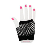 Party Planet Black Short Fingerless Fishnet Gloves A219850