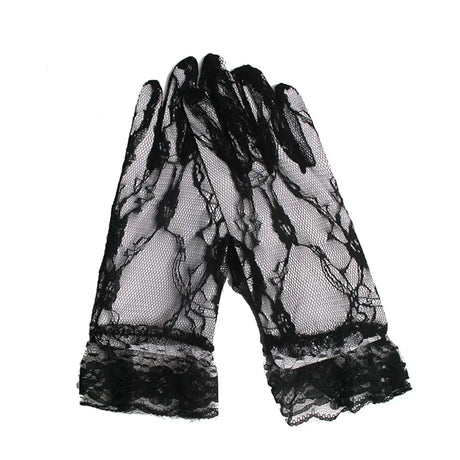 Party Planet Black Short Lace Gloves A110805