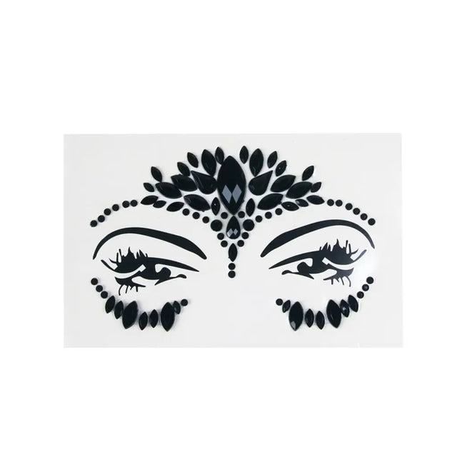Party Planet Black Stick On Face Jewellery PP11704