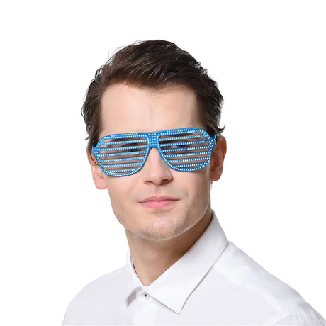 Party Planet Blue Blinged Shutter Shade Glasses A97151