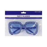 Party Planet Blue Blinged Square Party Glasses PP44644