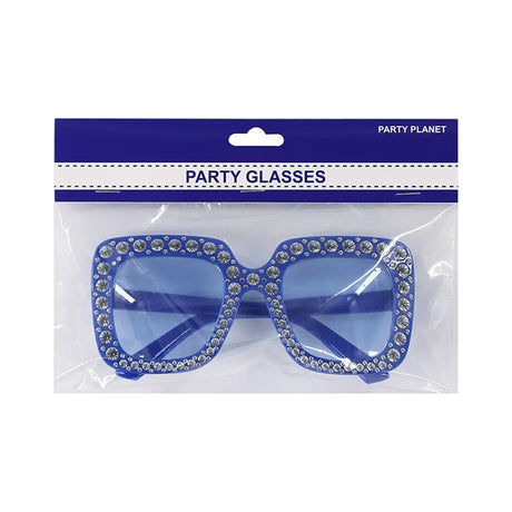 Party Planet Blue Blinged Square Party Glasses PP44644