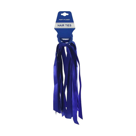 Party Planet Blue Hair Ties With Ribbons 2Pk School Carnivals PP89273