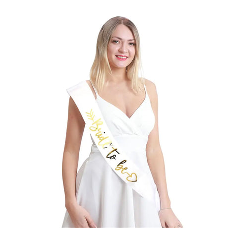 Party Planet Bride To Be White Glitter Sash PP18706