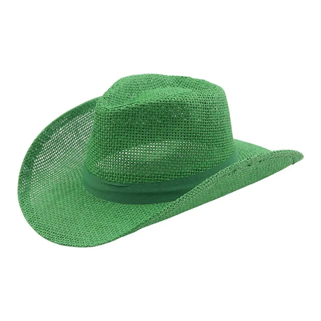 Party Planet Burlap Cowboy Hat Green PP19215