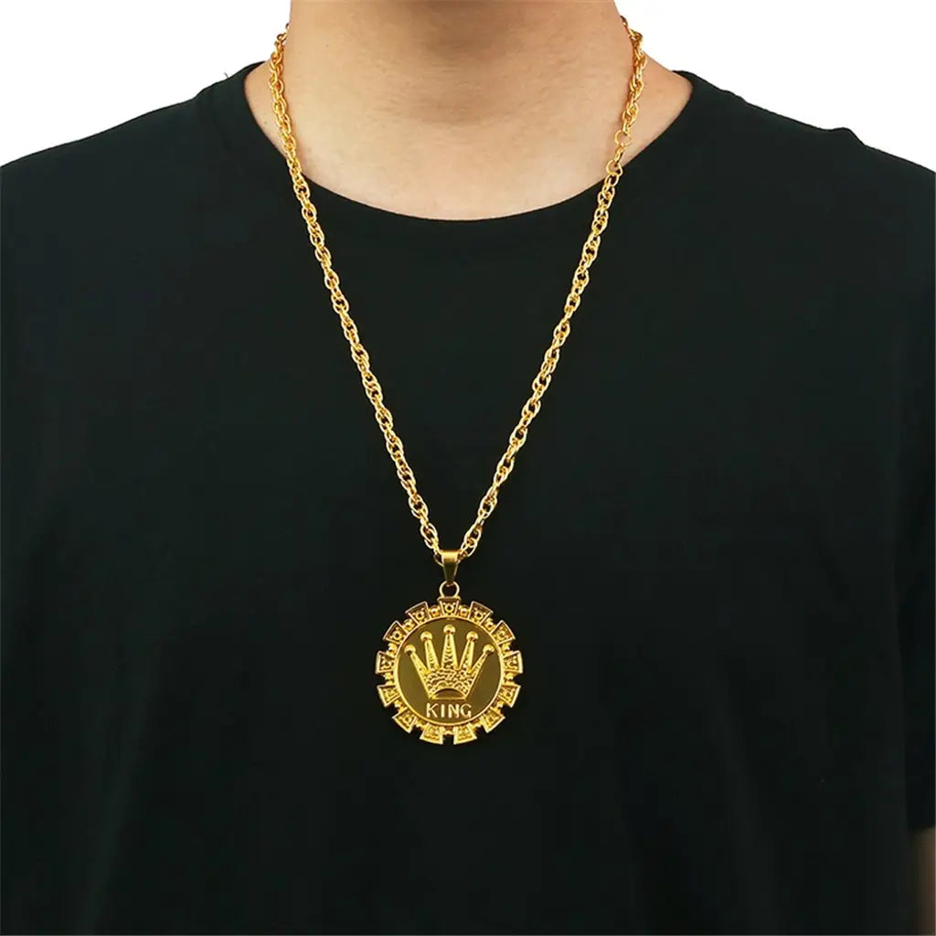 Party Planet Gold Crown Medallion Necklace PP11308