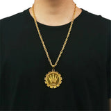Party Planet Gold Crown Medallion Necklace PP11308