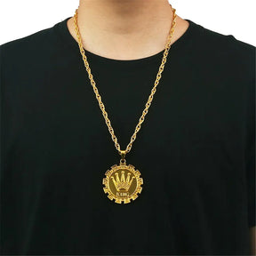 Party Planet Gold Crown Medallion Necklace PP11308