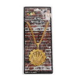 Party Planet Gold Crown Medallion Necklace PP11308