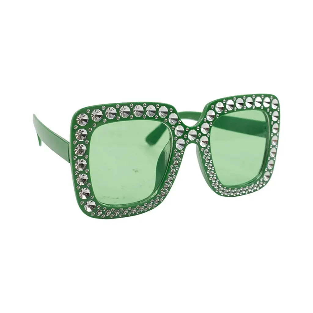 Party Planet Green Blinged Square Party Glasses PP44637