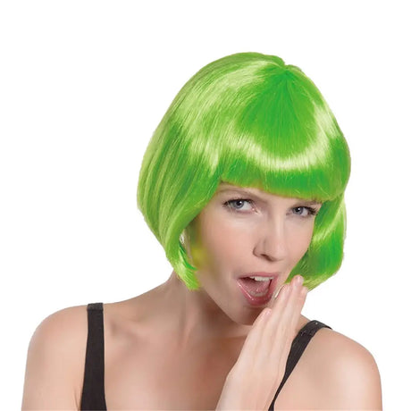 Party Planet Green Bob Wig A97076