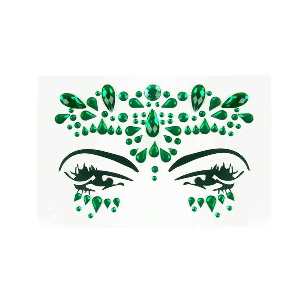 Party Planet Green Stick On Face Jewellery PP11575