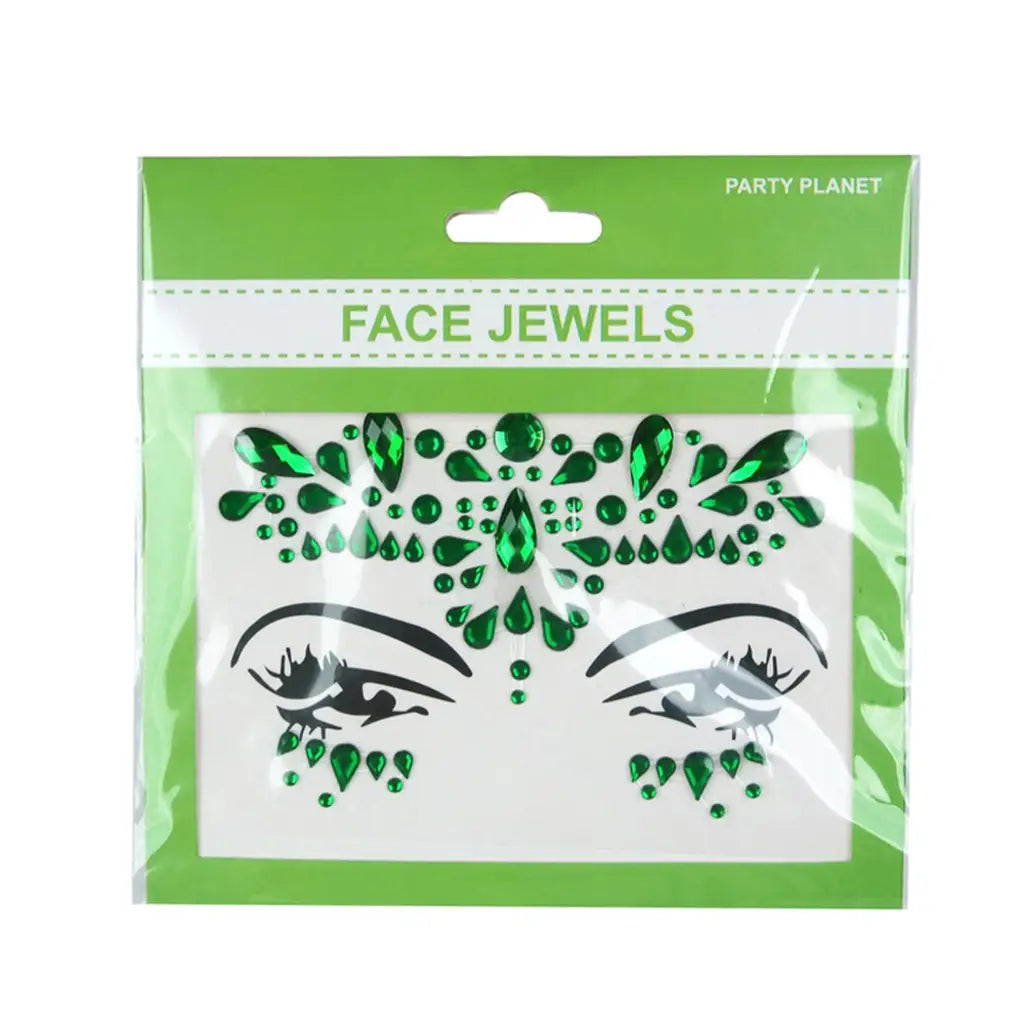 Party Planet Green Stick On Face Jewellery PP11575