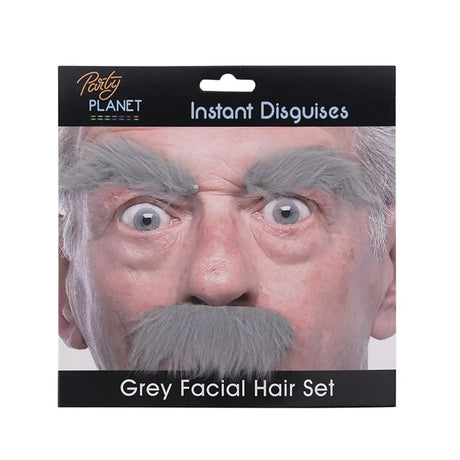 Party Planet Grey Eyebrow & Moustache PP12329