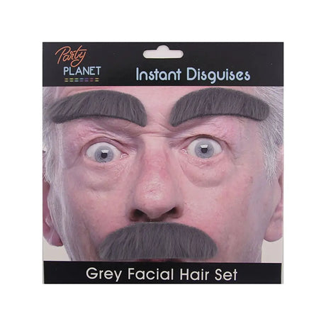Party Planet Grey Facial Hair Set PP26244