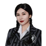 Party Planet Long Black Plaited Wednesday Wig PP45443