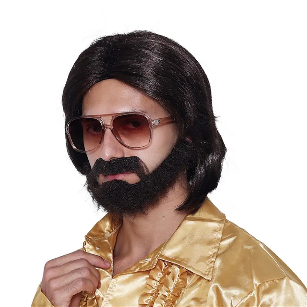 Party Planet Male 70s Disco Wig And Moustache PP45382