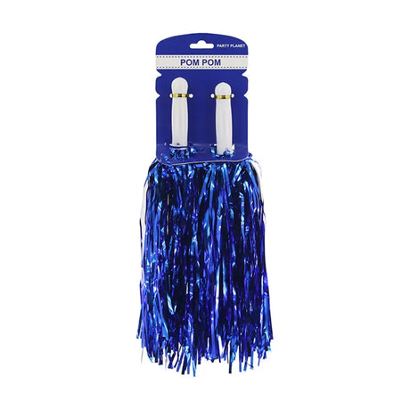 Party Planet Metallic Blue Cheerleader Pom Poms 2PK A110966