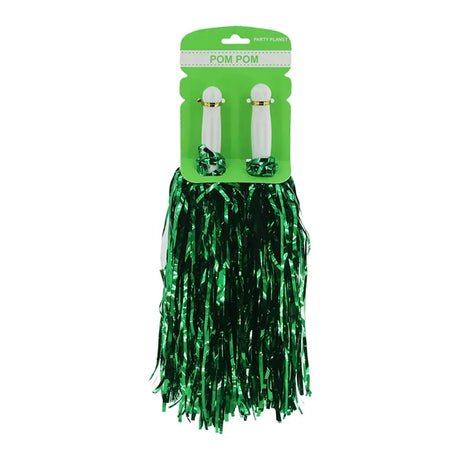 Party Planet Metallic Green Cheerleader Pom Poms 2Pk A110942