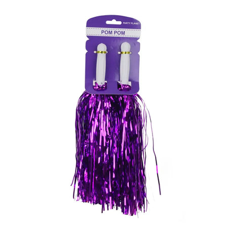 Party Planet Metallic Purple Cheerleader Pom Poms 2Pk PP37544