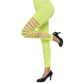 Party Planet Neon Yellow 80s Leggings PP98371