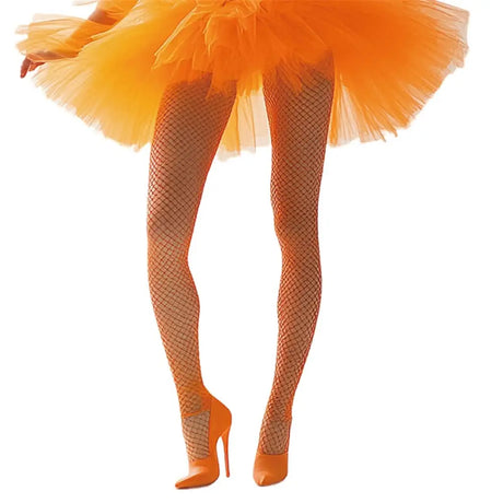 Party Planet Orange Fishnet Stocking Tights PP37346