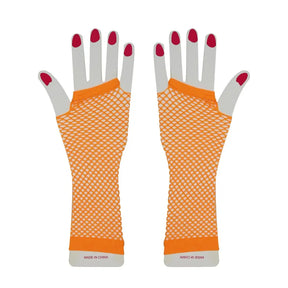 Party Planet Orange Long Fishnet Gloves PP37377
