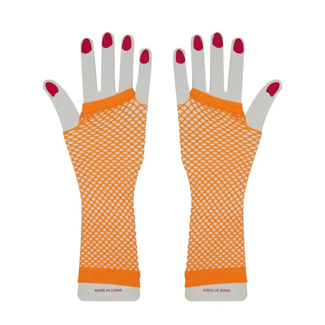 Party Planet Orange Long Fishnet Gloves PP37377