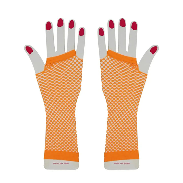 Party Planet Orange Long Fishnet Gloves PP37377