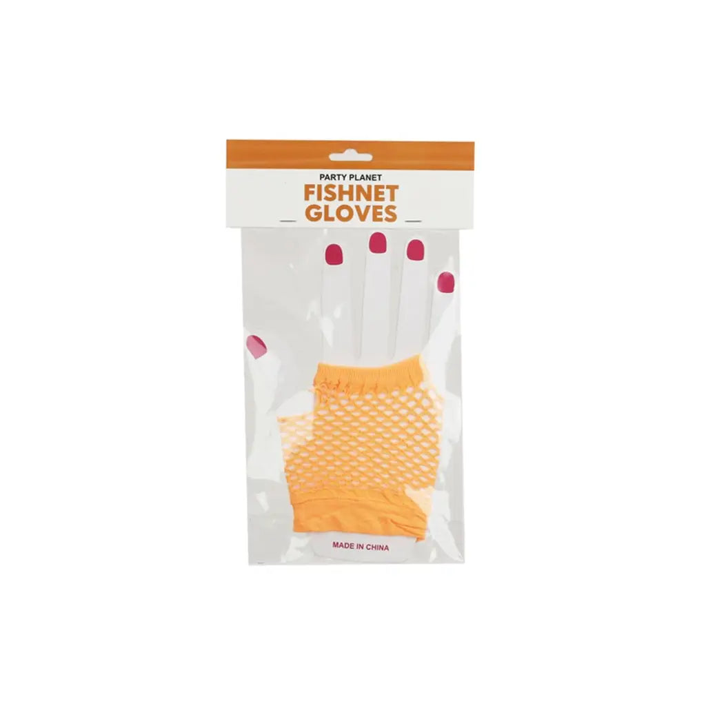 Party Planet Orange Short Fishnet Gloves PP37339