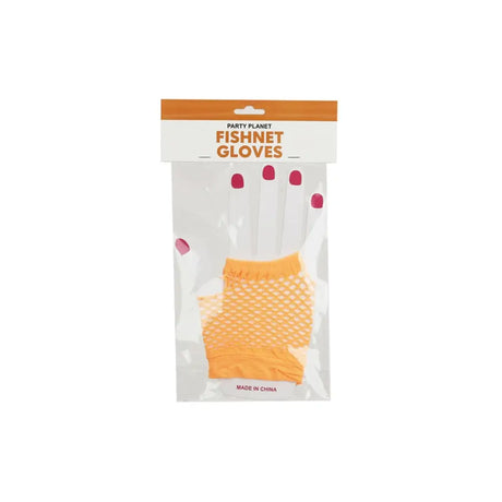 Party Planet Orange Short Fishnet Gloves PP37339